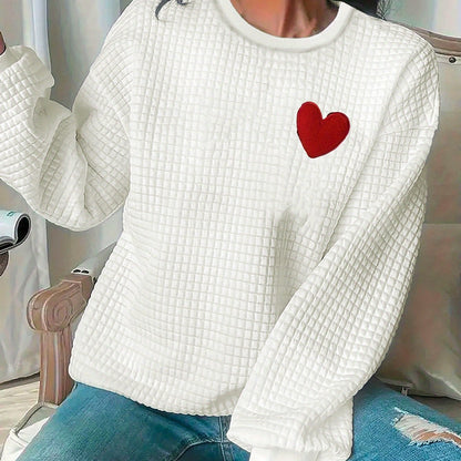 Cozy Heart Waffle Pullover