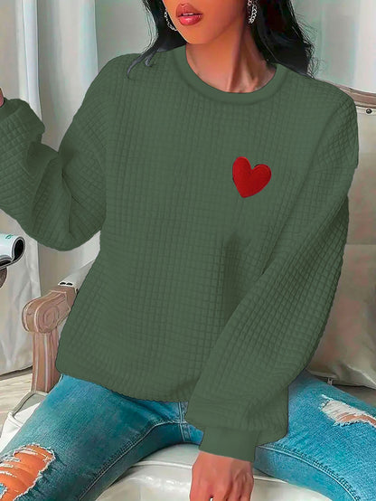 Cozy Heart Waffle Pullover