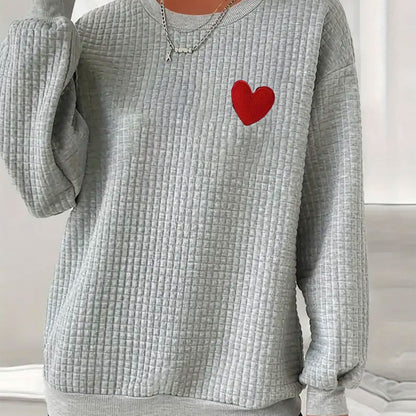 Cozy Heart Waffle Pullover