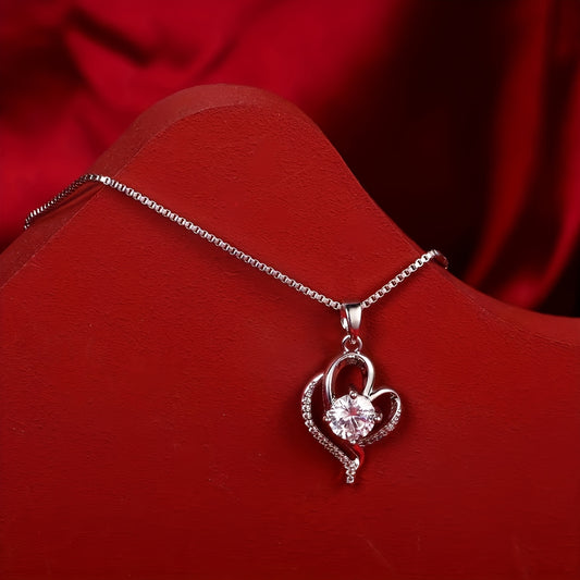 Elegant Sparkling 'I LOVE YOU' Heart Pendant Necklace