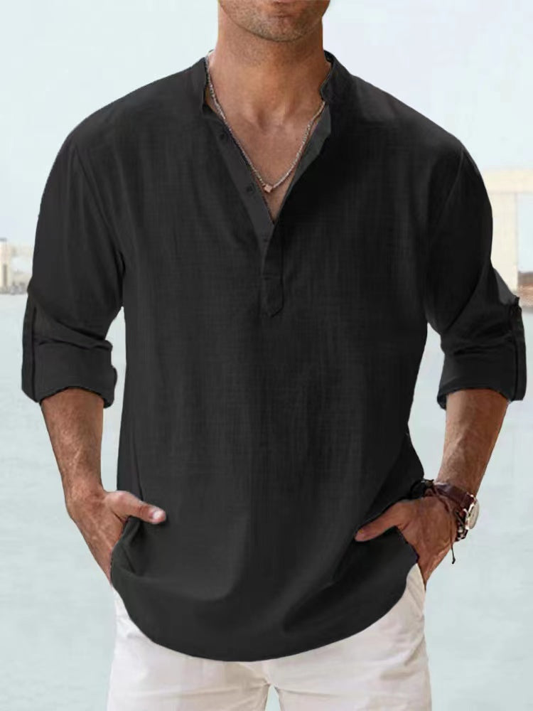 New Cotton Linen Mens Casual Shirts