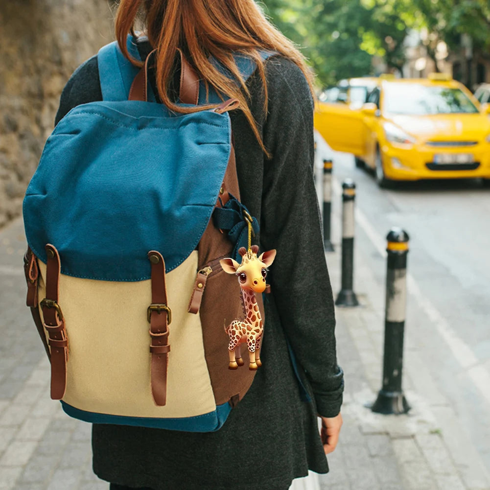 Giraffe Charm Backpack Keychain