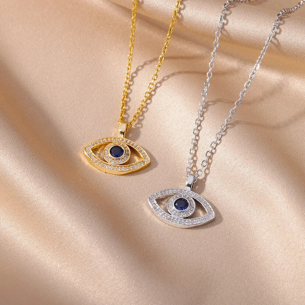 Trendy Zircon Evil Eye Pendant Necklace for Women