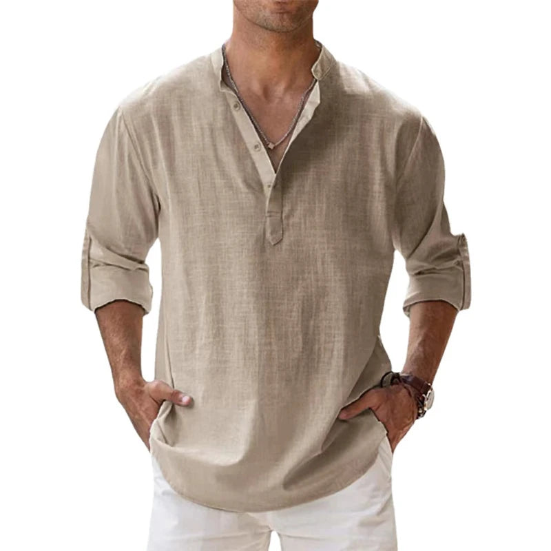 New Cotton Linen Mens Casual Shirts