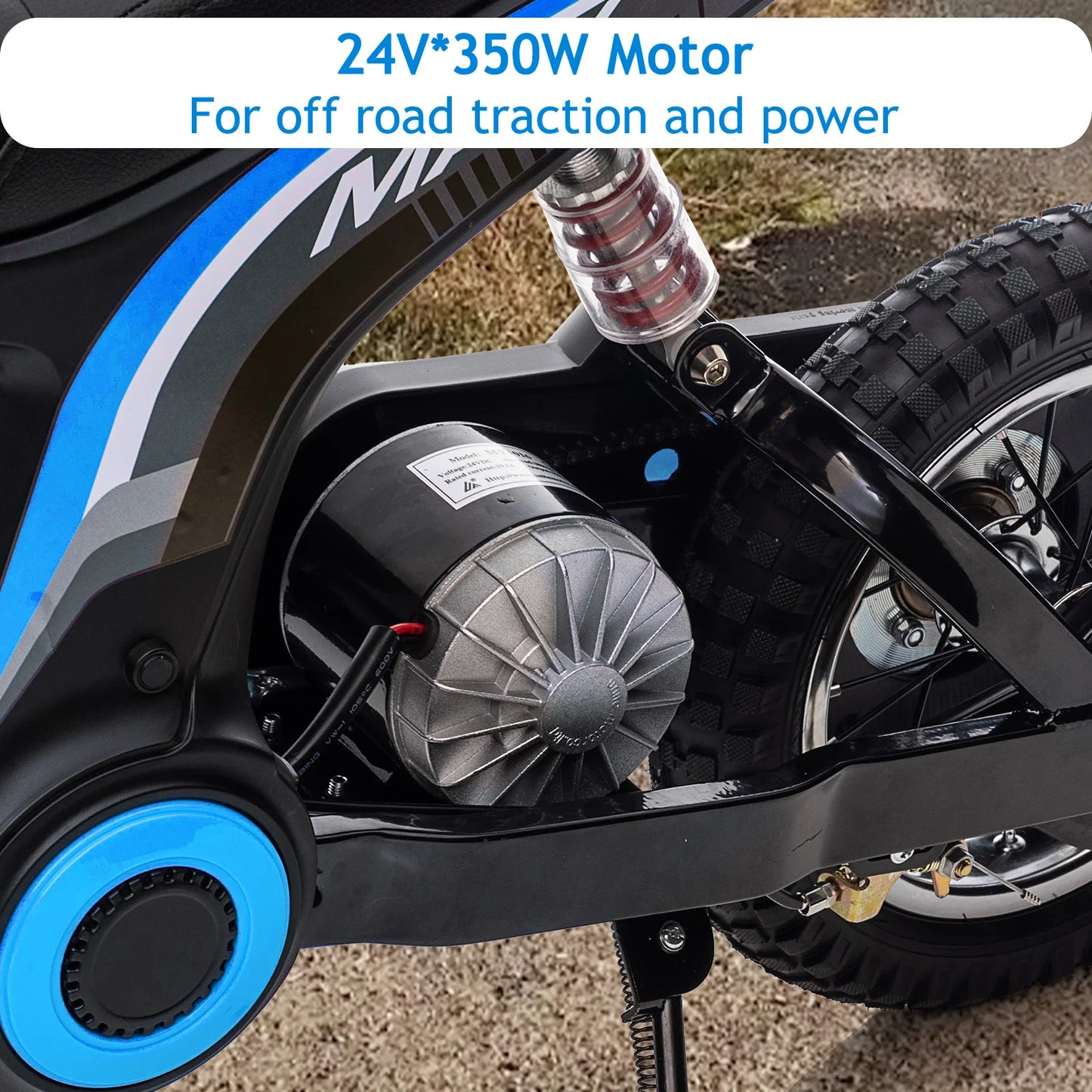 Kids Dirt Bike, 350W Electric Motorcycle Up to 14.29MPH, 24V Battery, 2-Speed Modes for Kids Ages 8-14