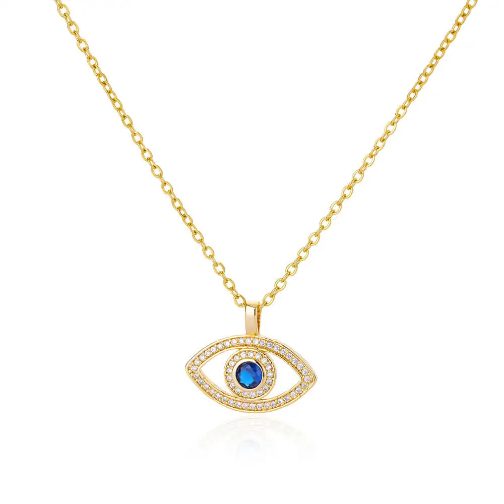 Trendy Zircon Evil Eye Pendant Necklace for Women