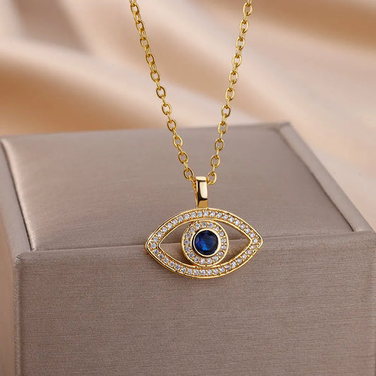 Trendy Zircon Evil Eye Pendant Necklace for Women