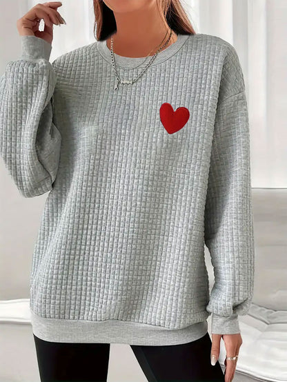 Cozy Heart Waffle Pullover